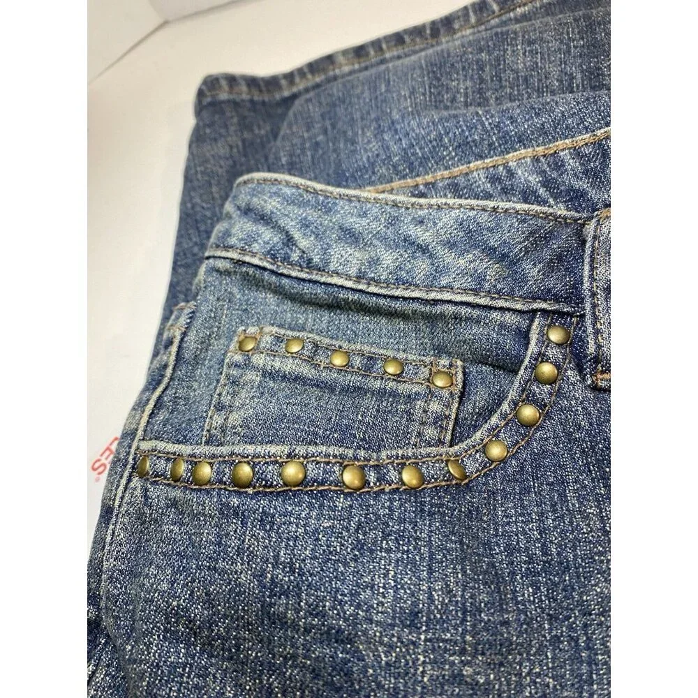 Liz Claiborne Size 12 Jeans Capri Dark Vintage Wash‎ Denim Short Stretch ~ New